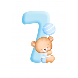 Blue Baby Bear Seven - edible cake decoration