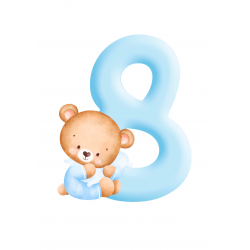 Blue Baby Bear Eight - edible cake decoration