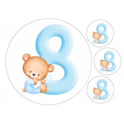 Blue Baby Bear Eight - edible cake decoration