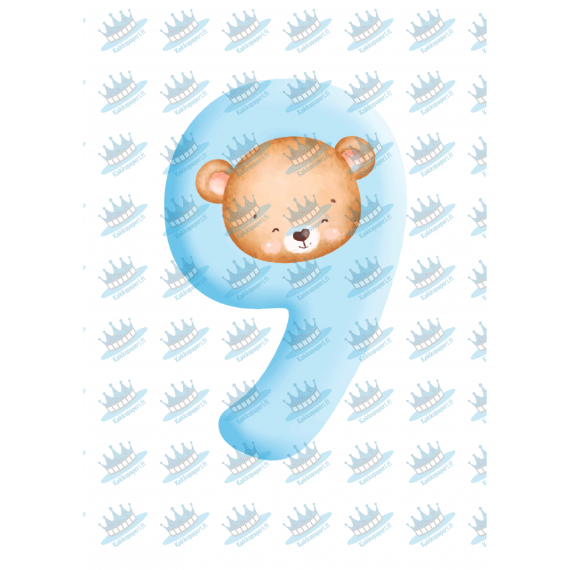 Blue Baby Bear Nine - edible cake decoration