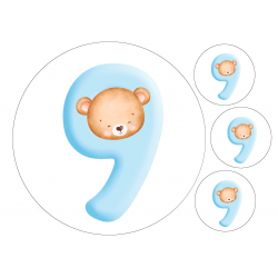 Blue Baby Bear Nine - edible cake decoration