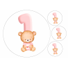 Pink Baby Bear One - edible cake decoration