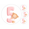 Pink Baby Bear Five - edible cake decoration