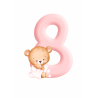 Pink Baby Bear Eight - edible cake decoration