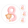 Pink Baby Bear Eight - edible cake decoration