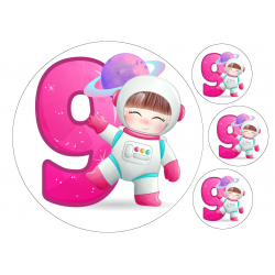 Girl Astronaut Nine - edible cake decoration