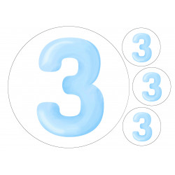 Light Blue Three - edible cake decoration