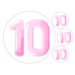 Pink Ten - edible cake decoration