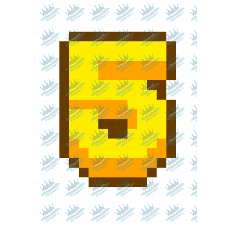 Yellow Pixel Five - edible cake decoration