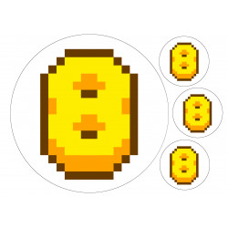 Yellow Pixel Eight - edible cake decoration