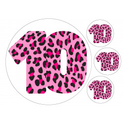 Pink Leopard Ten - edible cake decoration