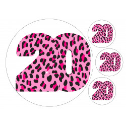 Pink Leopard Twenty - edible cake decoration