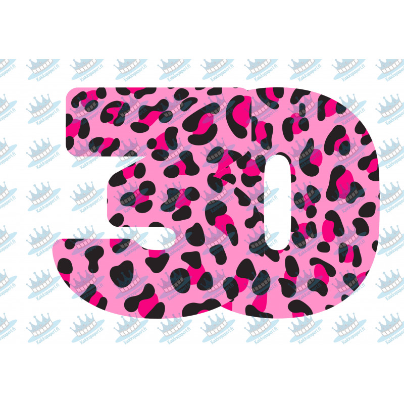 Pink Leopard Thirty - edible cake decoration