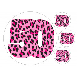 Pink Leopard Fifty - edible cake decoration