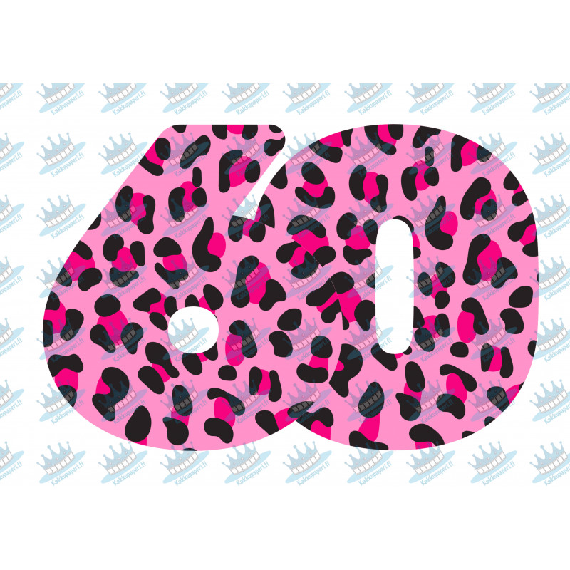 Pink Leopard Sixty - edible cake decoration