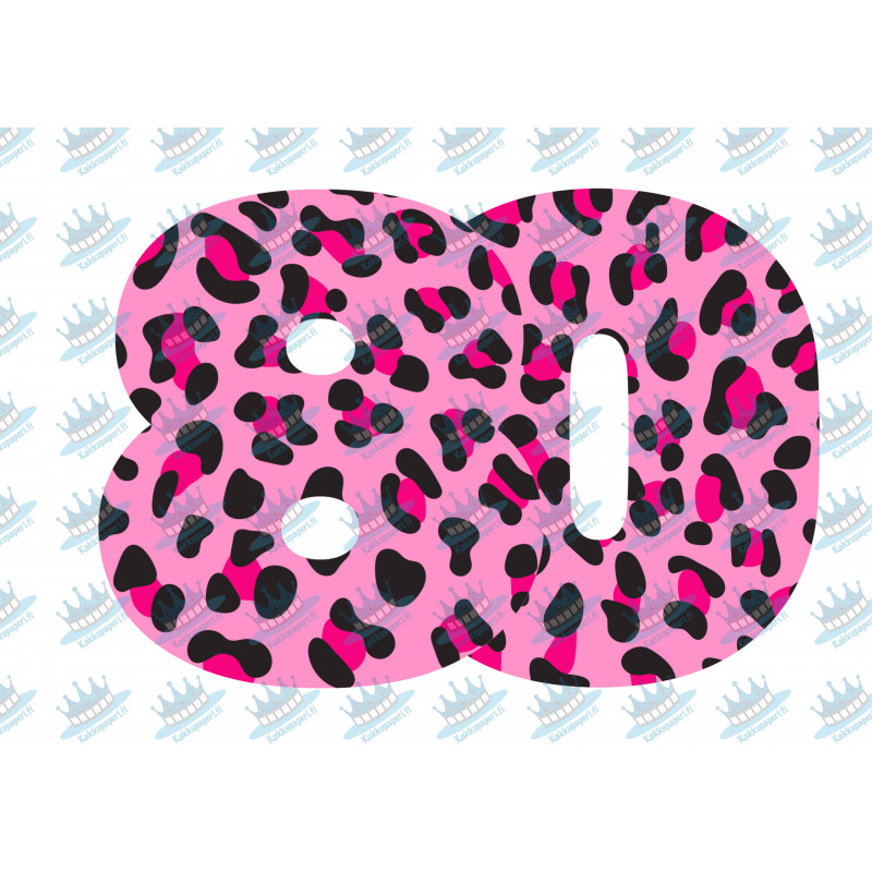 Pink Leopard Eighty - edible cake decoration