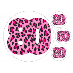 Pink Leopard Eighty - edible cake decoration