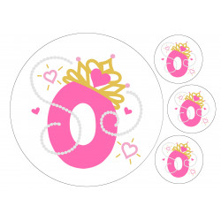 Pink pearl princess number zero - edible cake decoration