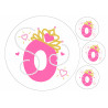 Pink pearl princess number zero - edible cake decoration