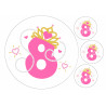 Pink pearl princess number eight - edible cake decoration