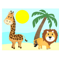 Safari animals giraffe and lion - edible cake topper