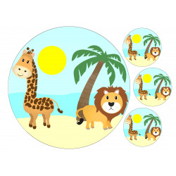 Safari animals giraffe and lion - edible cake topper