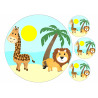 Safari animals giraffe and lion - edible cake topper