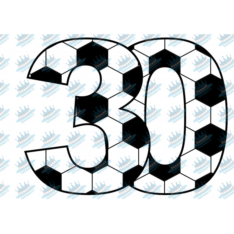 Football number 30 - edible cake topper