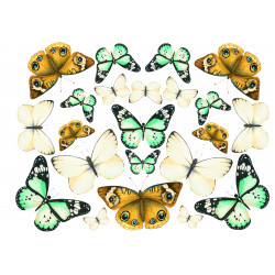 Golden, green and beige Butterflies - Edible cutouts