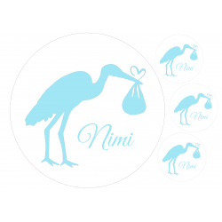 Christening - A stork delivering a boy - Edible cake topper