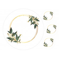 Golden frame with leaves - Edible cake topper